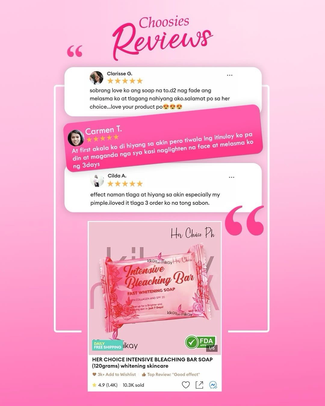 Her Choice Intensive Bleaching Bar Fast Whitening Soap 120g ( 1 BAR ONLY)