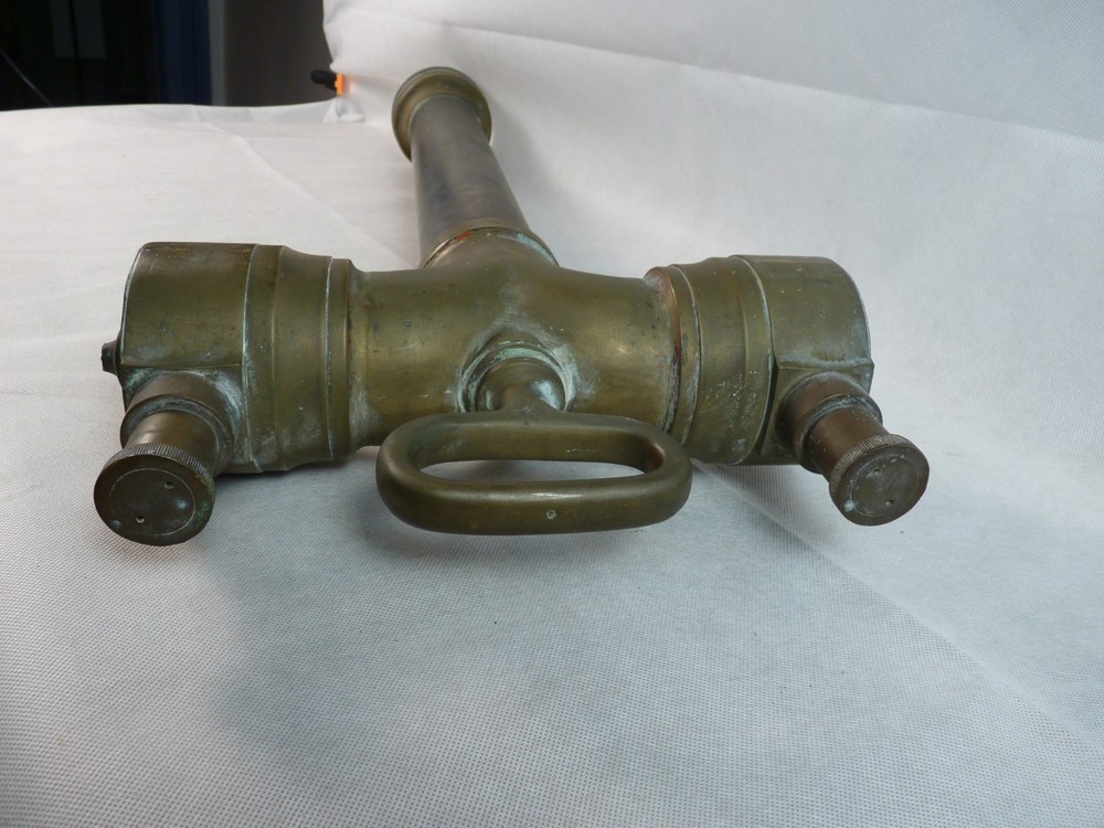 LARGE ANTIQUE SOLID BRASS FIRE BRIGADE HYDRANT STANDPIPE 29" TALL- COLLECTABLE