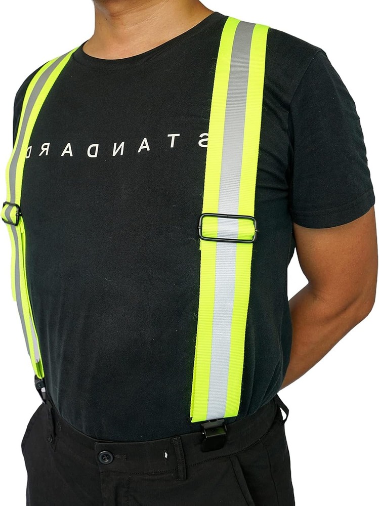 MELOTOUGH Reflective Safety Suspenders|Work X BACK, Lime