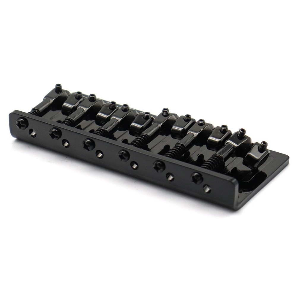 6 String Metal Fixed Bass Bridge L-Shaped Saddle Bridge Top Load Tailpiece Black