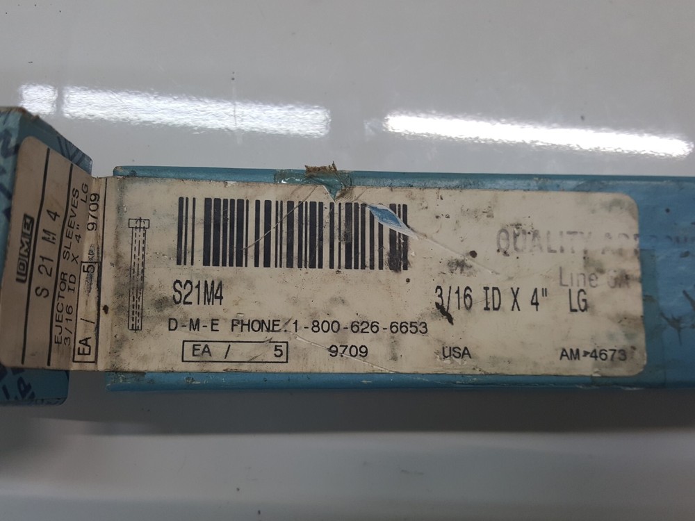 5 pc DME S21M4 Plastic Injection Mold Ejector Sleeve 3/16" X 3"