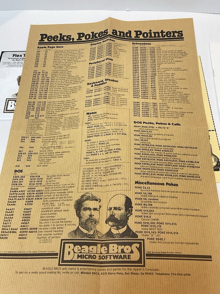 Vintage Apple II Plus IIe Software Beagle Bros Flex Text