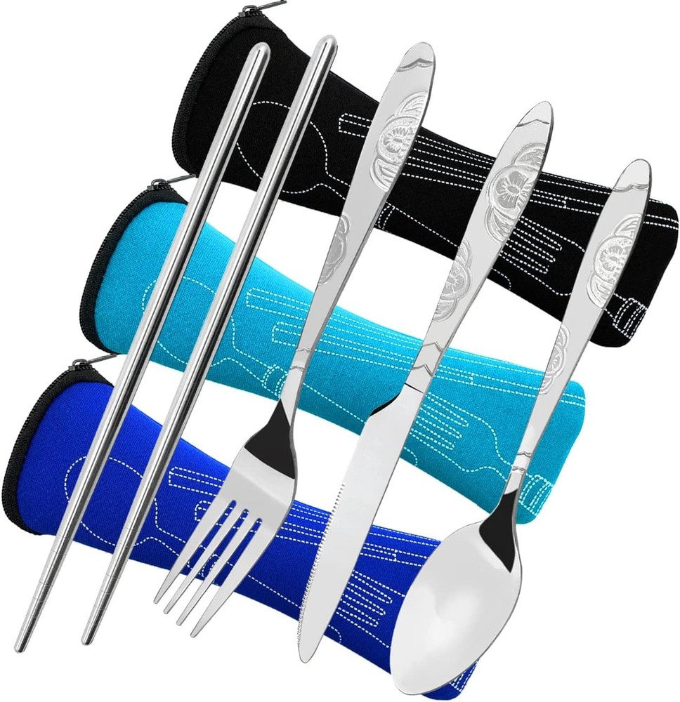 Cping Sierware Set, ANDAY Knife Fork Spoon Chopstis Stainl