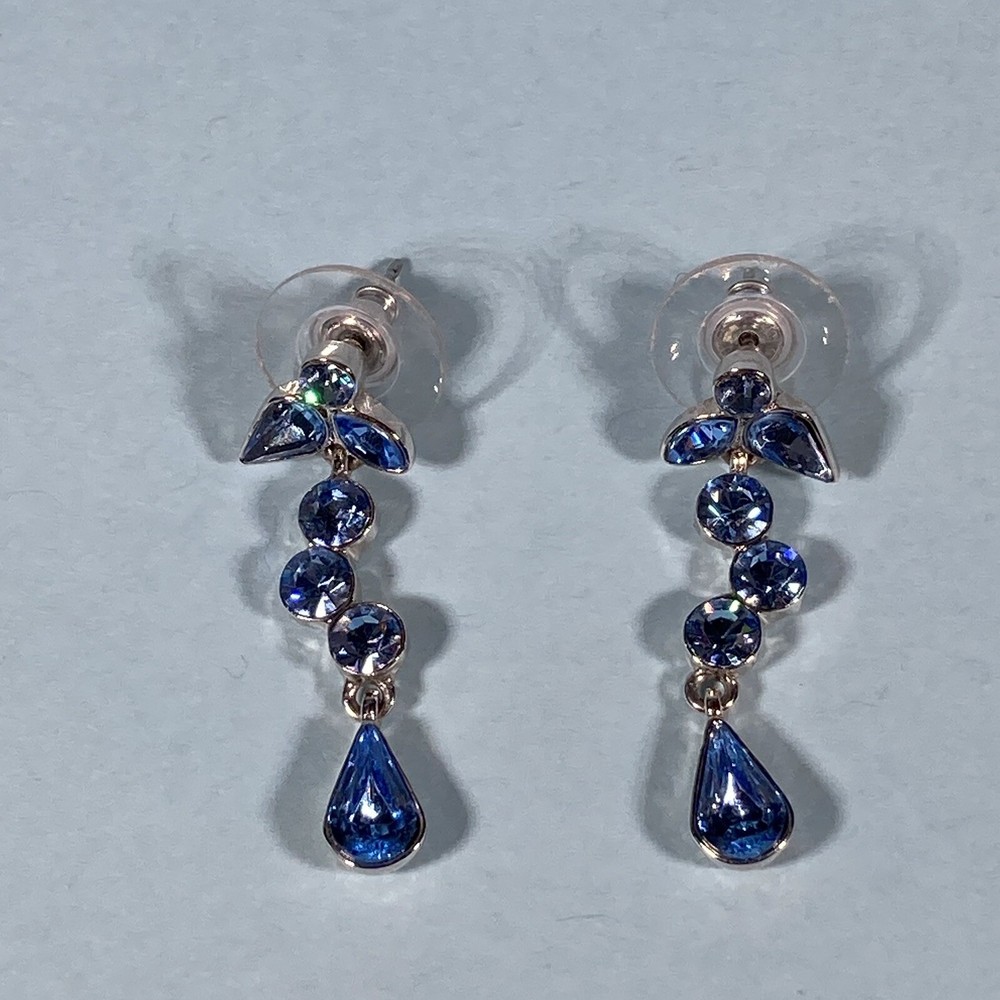 Silvertone Light Blue Faceted Crystal Drop Post Pierced Earrings