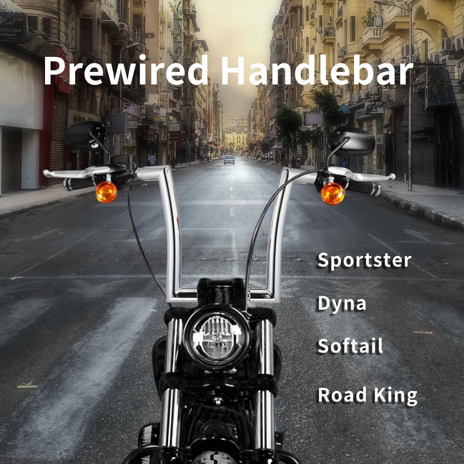 12" Prewired Ape Hanger 1.5" Fat Handlebar for Harley Softail Dyna FLHR 96-06