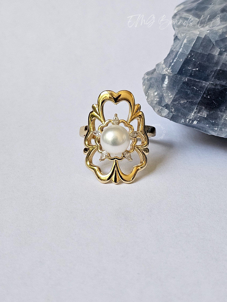 Flower Pearl Statement Ring