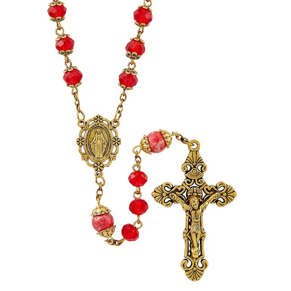 Picasso Rosary Collection Ruby Red Color Double-Capped Beads