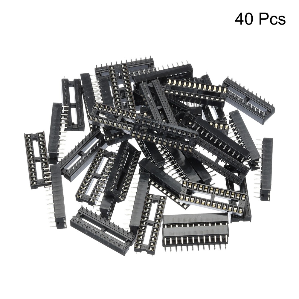 40pcs DIP IC Chip Socket Adapter Flat Pin 24P 2.54mm Pitch IC Socket 7.54mm