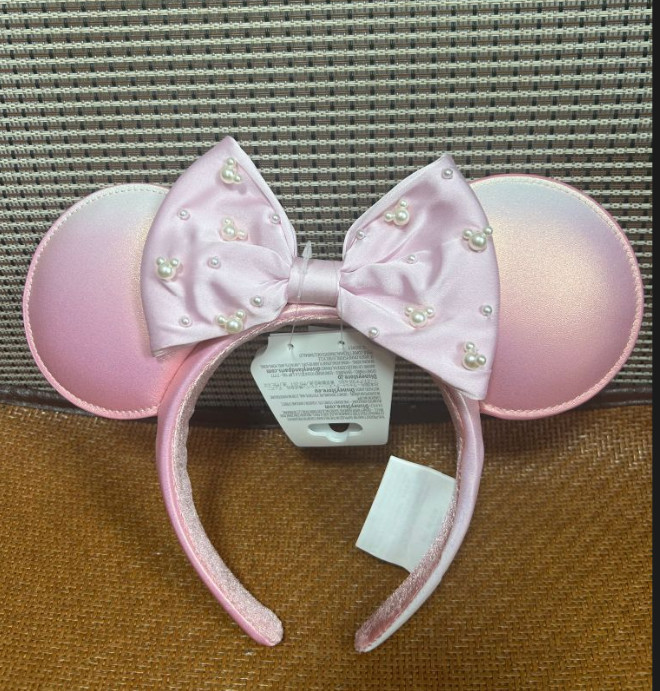 2026 Disney Parks Pink Pearl Minnie Ears Headband Valentine’s Day Disneyland
