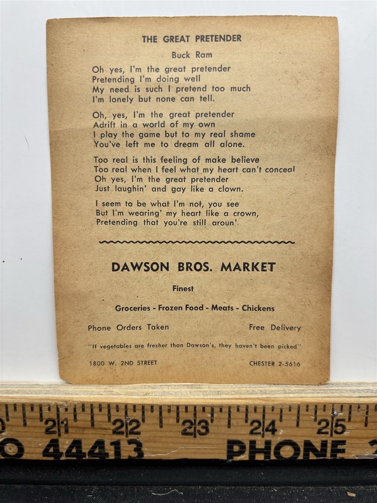 1956 Easter Dance Chester PA Abruzzi Hall Doc Bagby Program Sheet Vintage