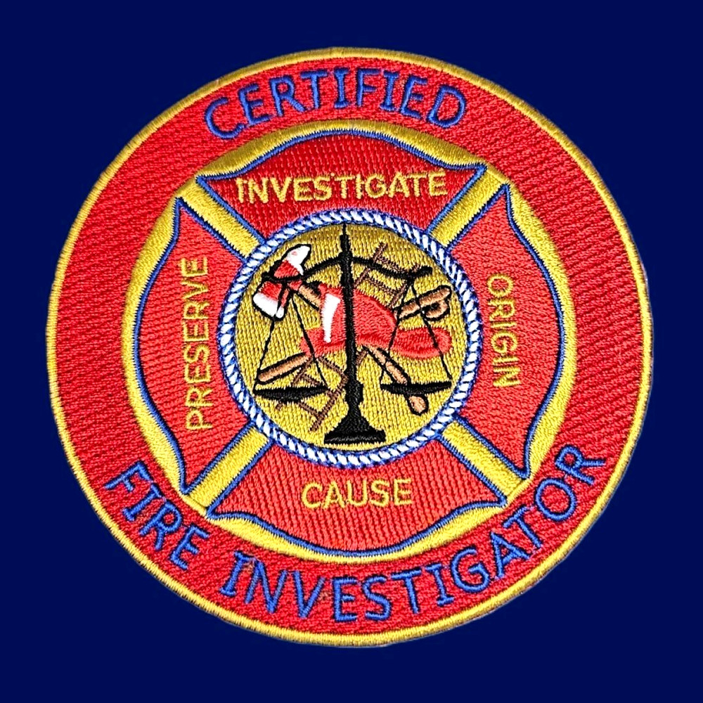 CERTIFIED FIRE INVESTIGATOR PATCH: 4" Embroidered Patch, Item #2007