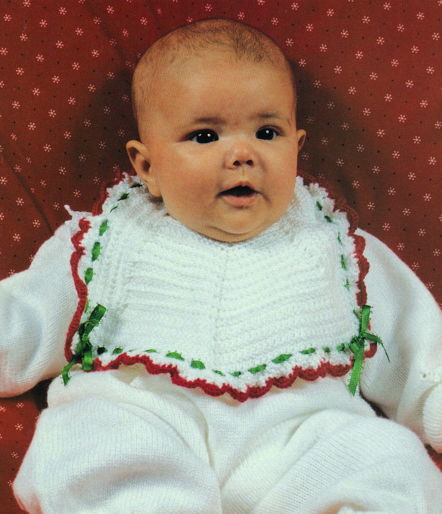 PRETTY Christmas Baby Bib/Crochet Pattern Instructions