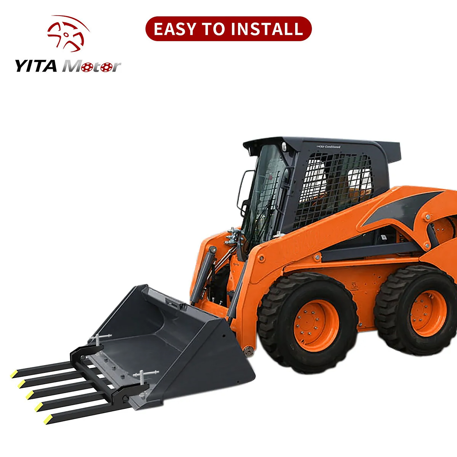 42" Clamp on Debris Pallet Fork for Tractor Skid Steer Buckets Attachment 2500lb