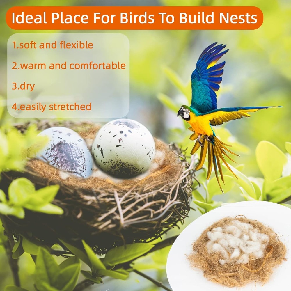 Sukh 2 Pack Bird Nesting Material - Nests Bedding Hummingbird White-1