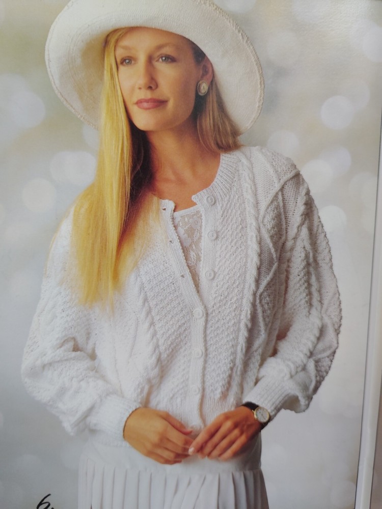 Patons Cotton 652 Knitting Leaflet Booklet Pattern VTG Sweater Pullover Cable