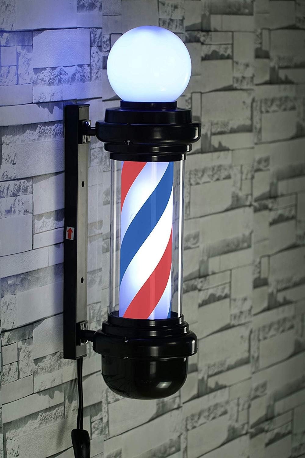 BarberPub Barber Pole Rotating LED Strips, Light Metal Hair Salon Sign L018