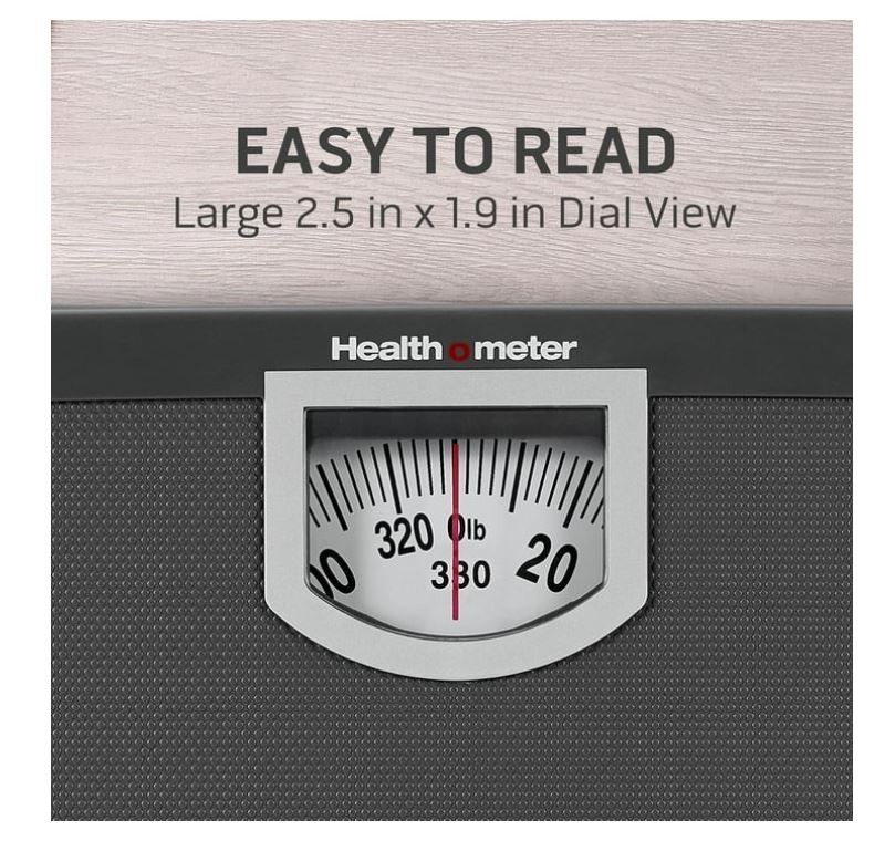 Health o meter Compact Dial Bathroom Scale, 330 lb. Capacity, Sturdy Metal