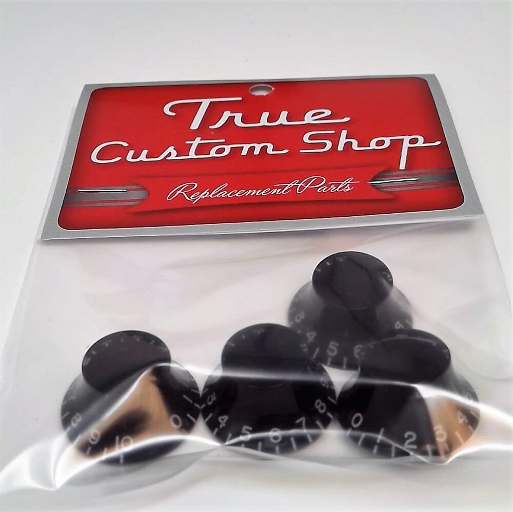 True Custom Shop® Embossed Black Top Hat Knobs Set for Gibson Les Paul SG