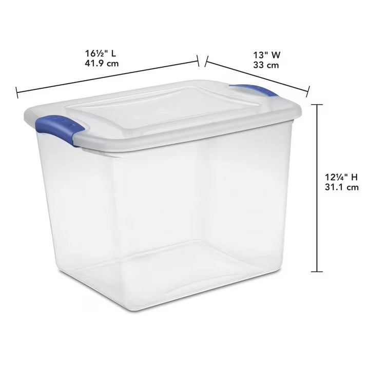 (2 pack) Sterilite 27 Quart Medium Latching Storage Bin, Clear Plastic Stoarge C