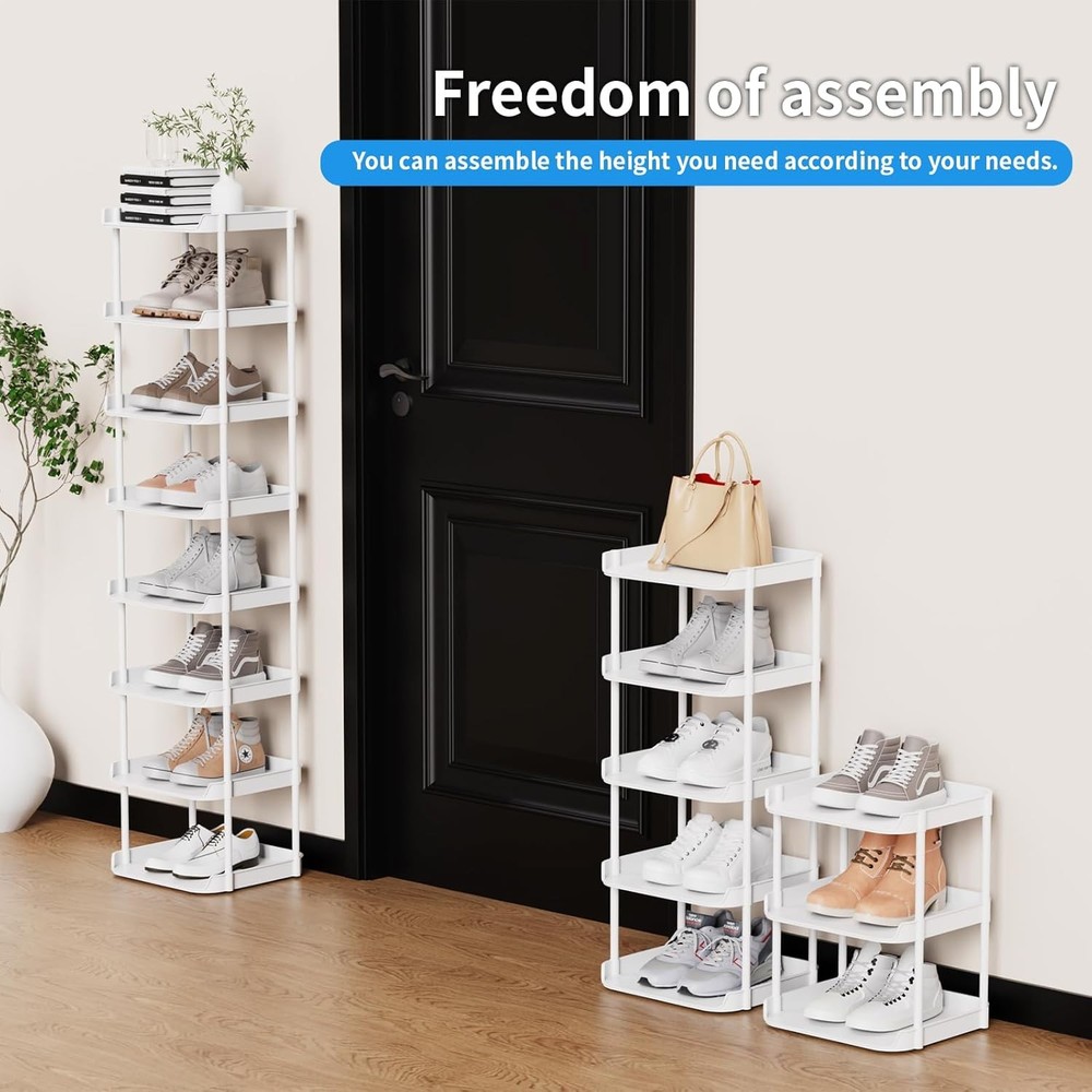 Narrow Shoe Storage Rack, Compact Single Shoerack Stand for Slim Space, Stackabl