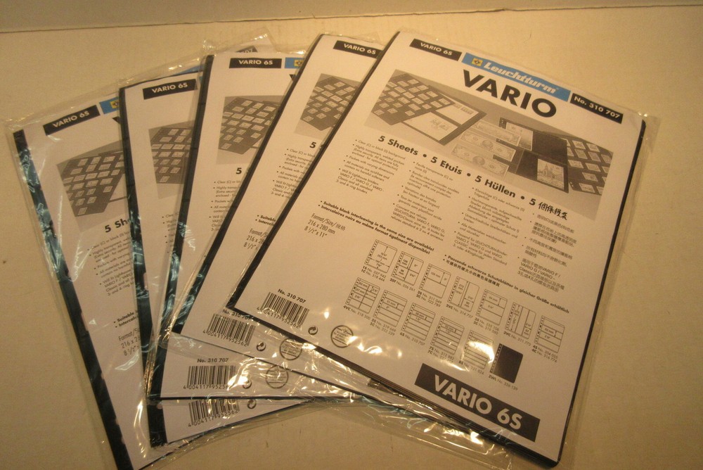 5 Packs of 5 Vario Stamp Stock Pages #6S Leuchtturm No. 310 707 Lighthouse