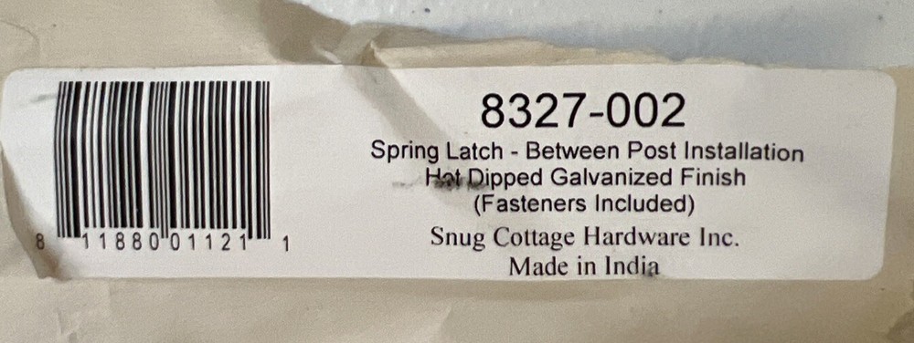 Snug Cottage Hardware Spring Latch - Between Post Installation Fence Post Lock
