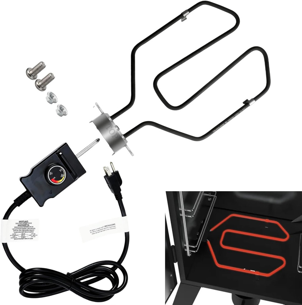 Upgrade 1650W Electric Smoker Heating Element Replacement Kit with Adjustable Th