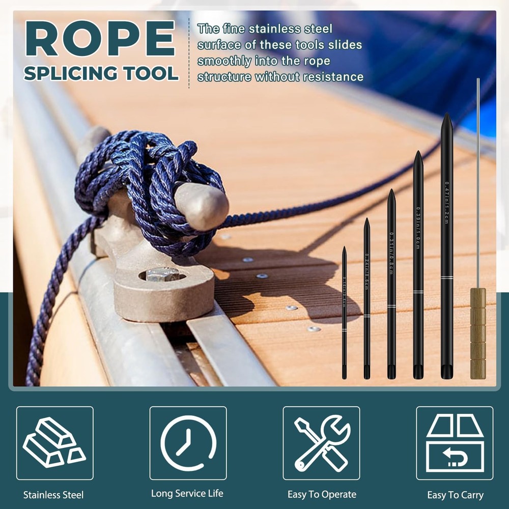 Rope Splicing Tool Kit, FID Kit for Double Braid Eye Black