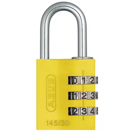 Abus 145/30 Yellow Combination Padlock, Side, Black/Silver