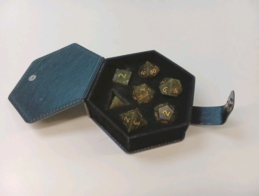 Labradorite: Full-Sized 16mm Polyhedral Dice Set