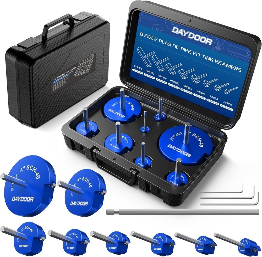 Effortless Plumbing with 8-Piece PVC Pipe Reamer Kit - Precision & Durability