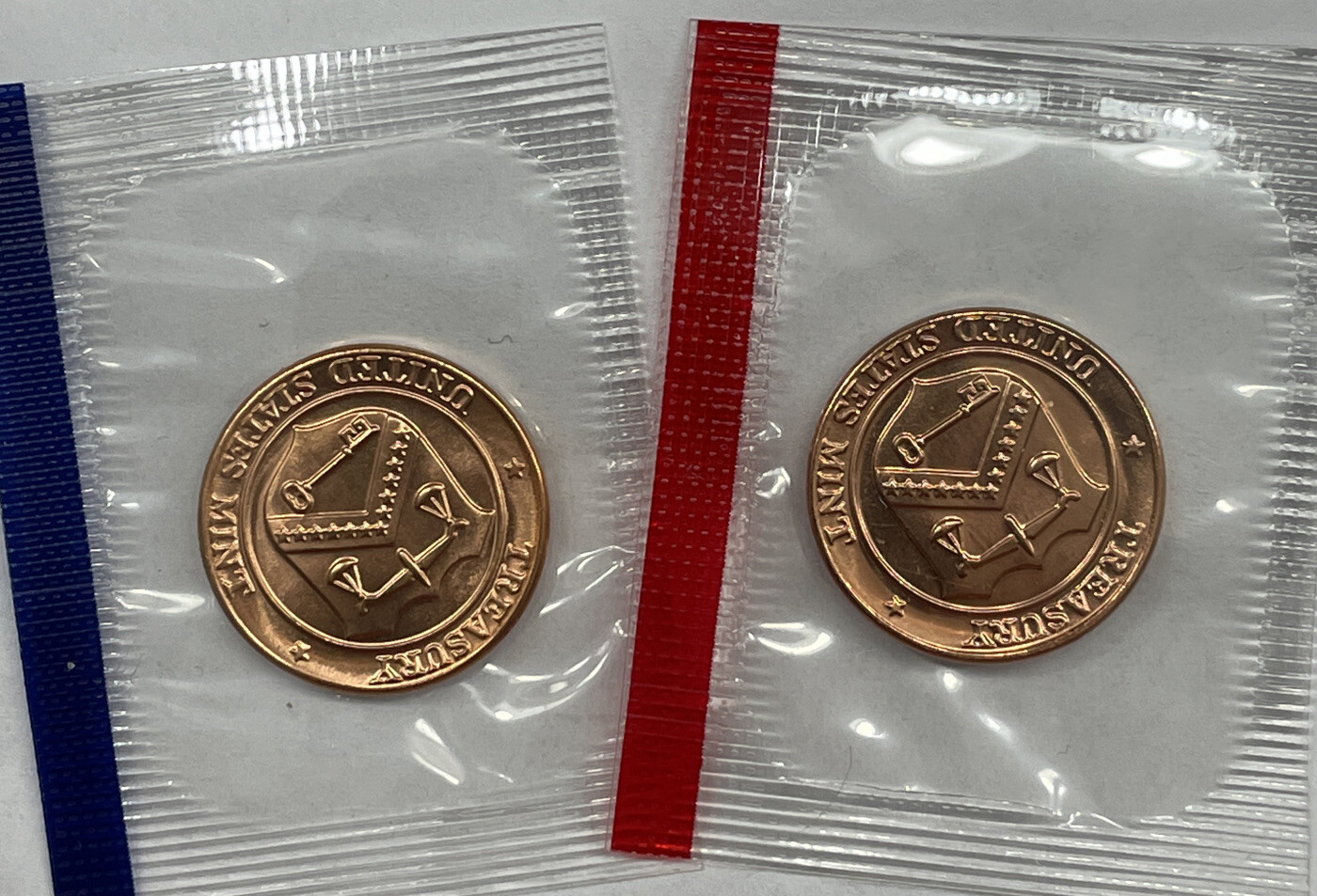 P & D US TREASURY BRASS MINT TOKEN SET IN MINT CELLO WITH FREE SHIPPING