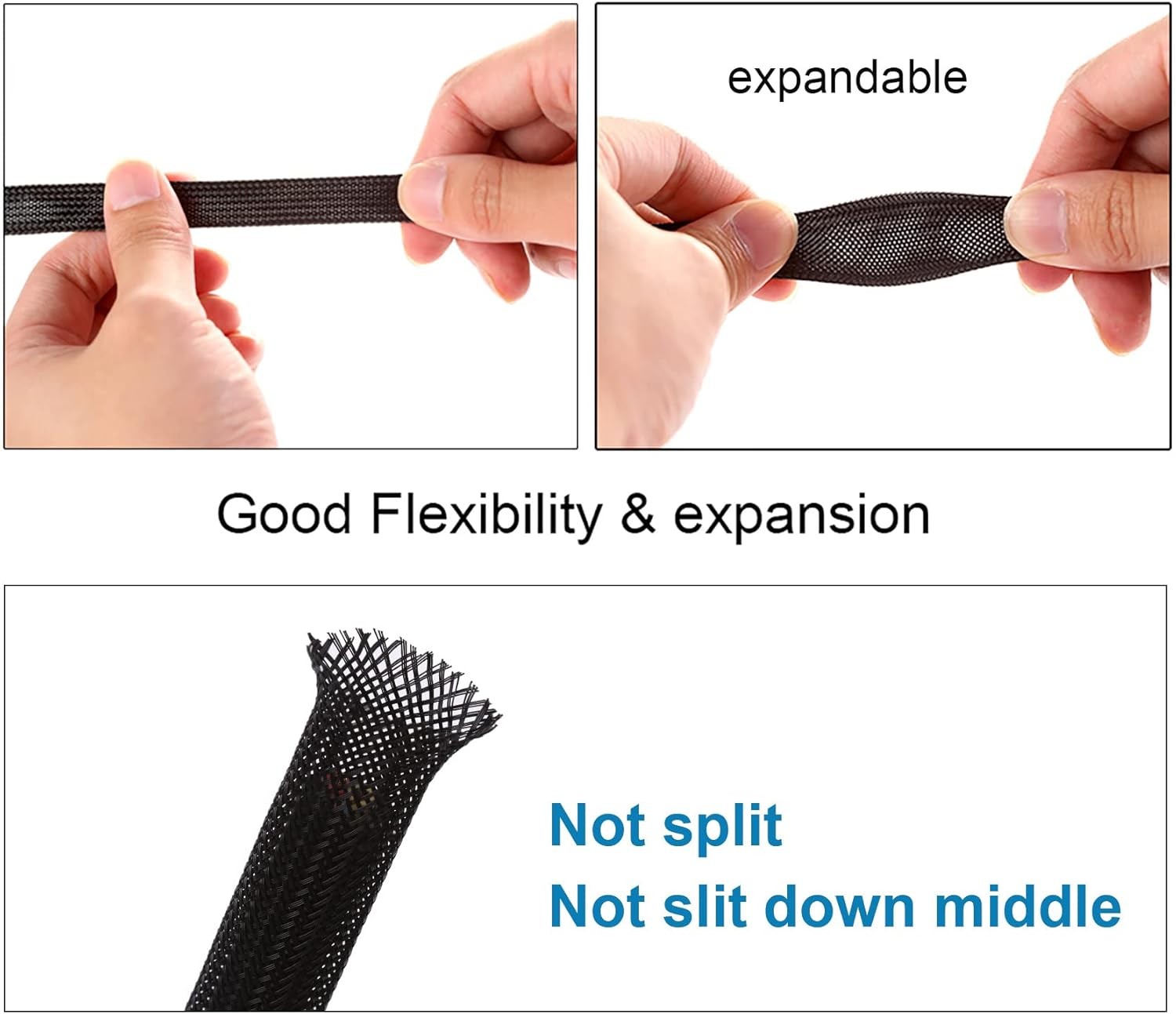 25ft - 1 inch PET Expandable Braided Sleeving – Black – Alex Tech Braided Ca