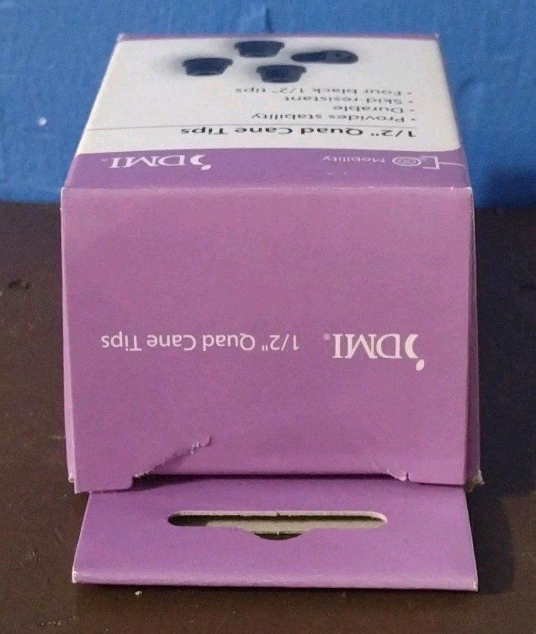 DMI Replacement Quad Cane Tips 1/2 " Black 4 Count Box