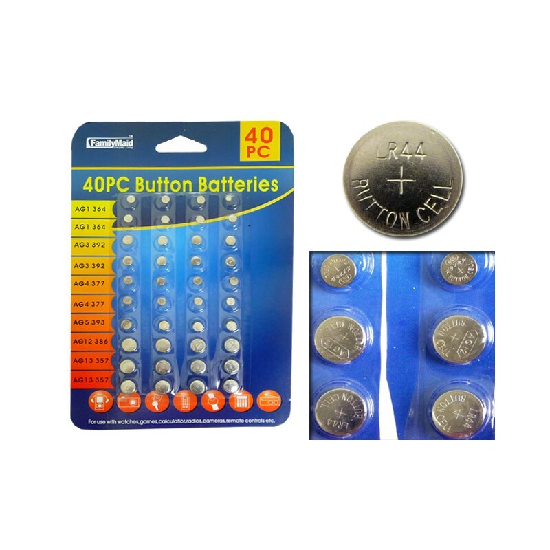 Alkaline Button Cell Batteries 40 Piece Set