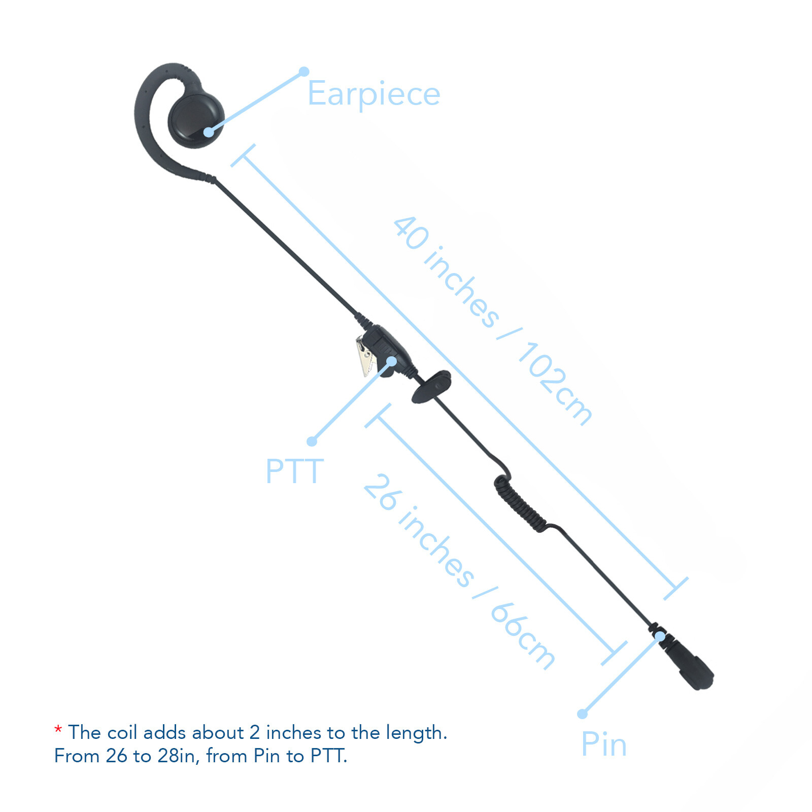 PTT Swivel Earpiece w/ PTT Mic for Motorola CP110 CP200 CLS1110 CLS1410 RDM2070D