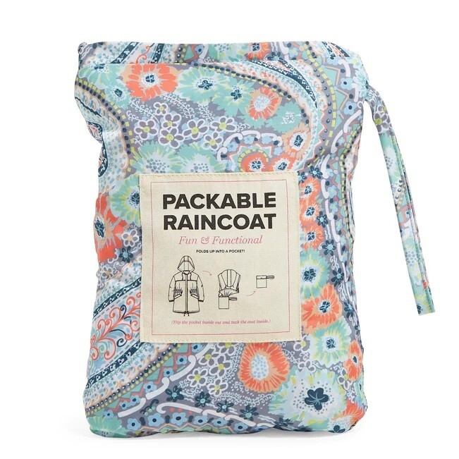 Vera Bradley Packable Raincoat Medium Citrus Paisley