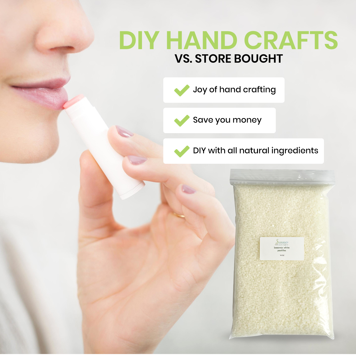 WHITE BEESWAX PASTILLES BEES WAX PURE NATURAL BEARDS PREMIUM 2 OZ