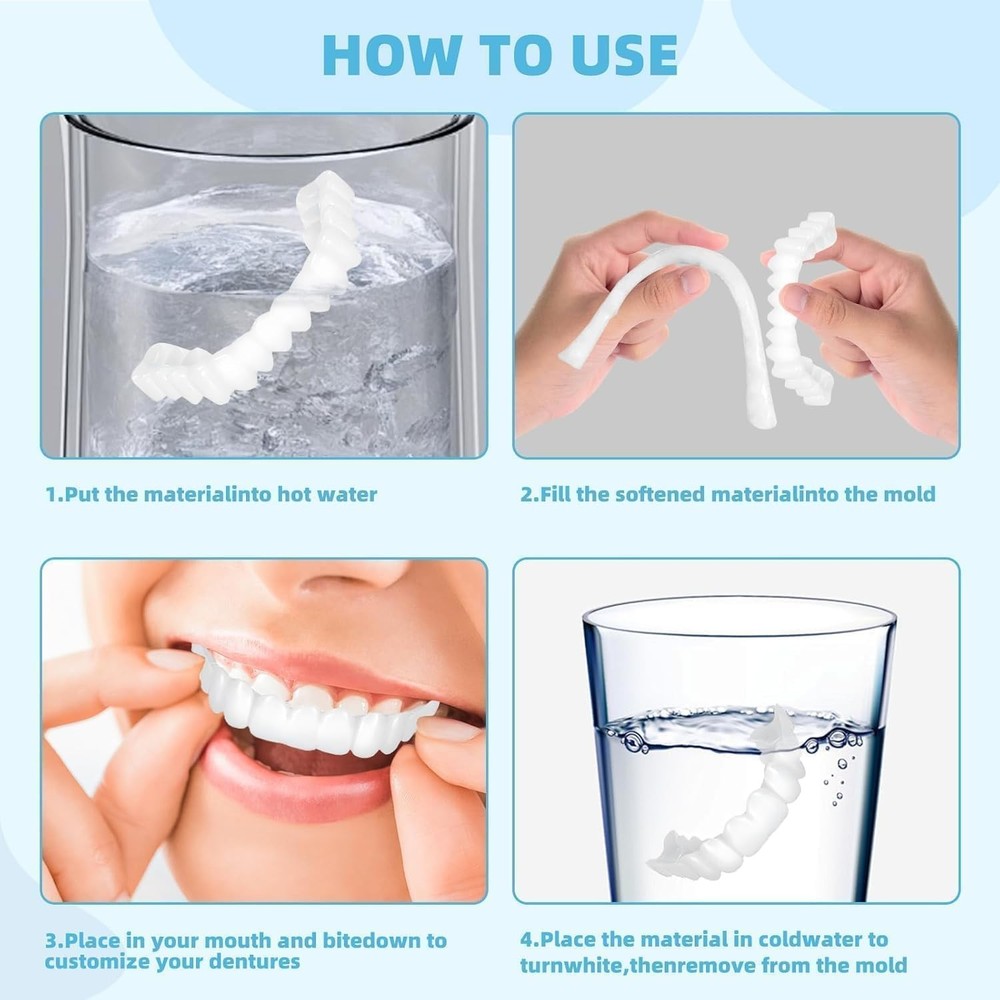 Snap on Veneers Teeth for Women and Men, Temporary Dentures False Teeth, Nature