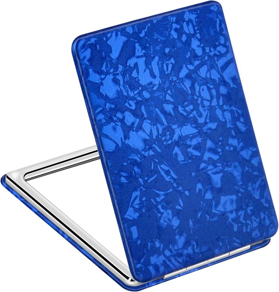 Portable Rectangular Makeup Mirror with Magnifying Side - Perfect for Travel