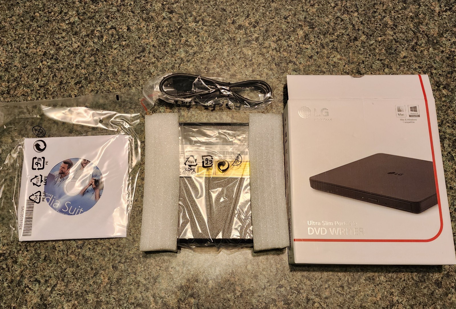 LG GP63EX70 Ultra Slim Portable DVD Writer with M-DISC Support - Black