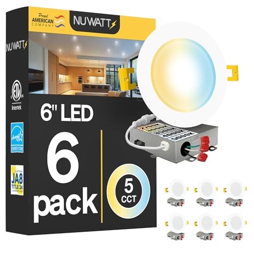 6 Pack, 6 Inch Ultra-Thin LED Recessed Lighting, CCT