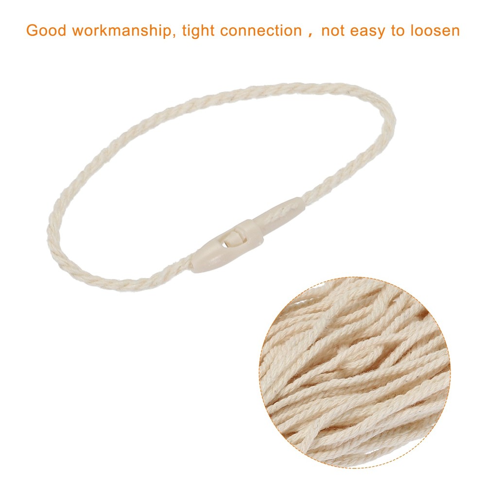 100 x Polyester Rope Hang Tag String Snap Lock 120mm 1mm White