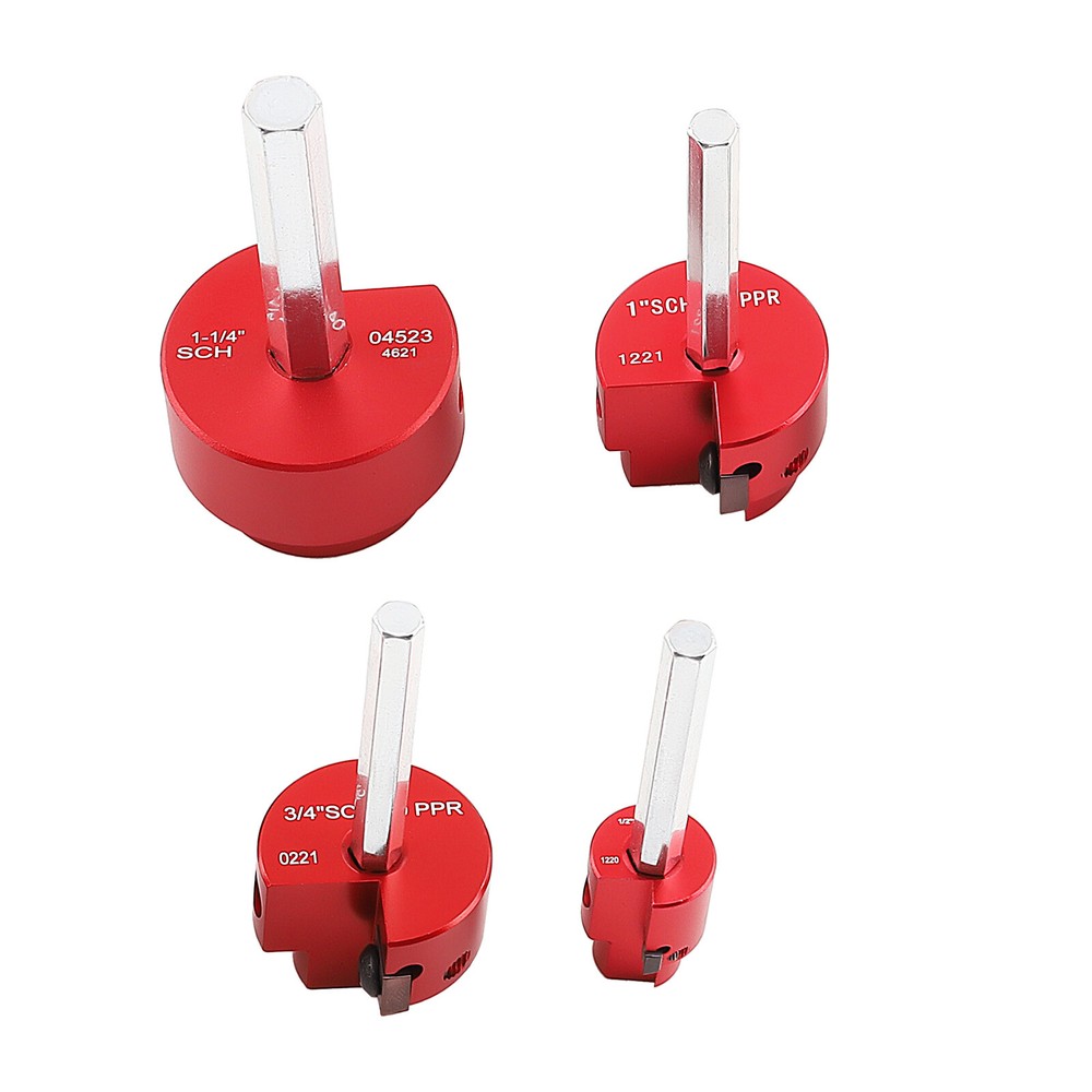 8x PVC Pipe Reamer Set W/ 1/2" Socket Fitting Saver for ABS Ventilation Pipe Red