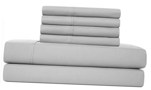 Sheets Set 6 Piece Cooling Bed Sheets with 4 Envelope Pillowcases Full Gray