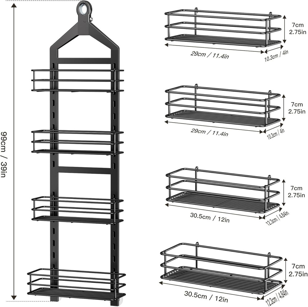 Adjustable Anti-slip Hanging Shower Caddy over Shower Head,Rustproof.