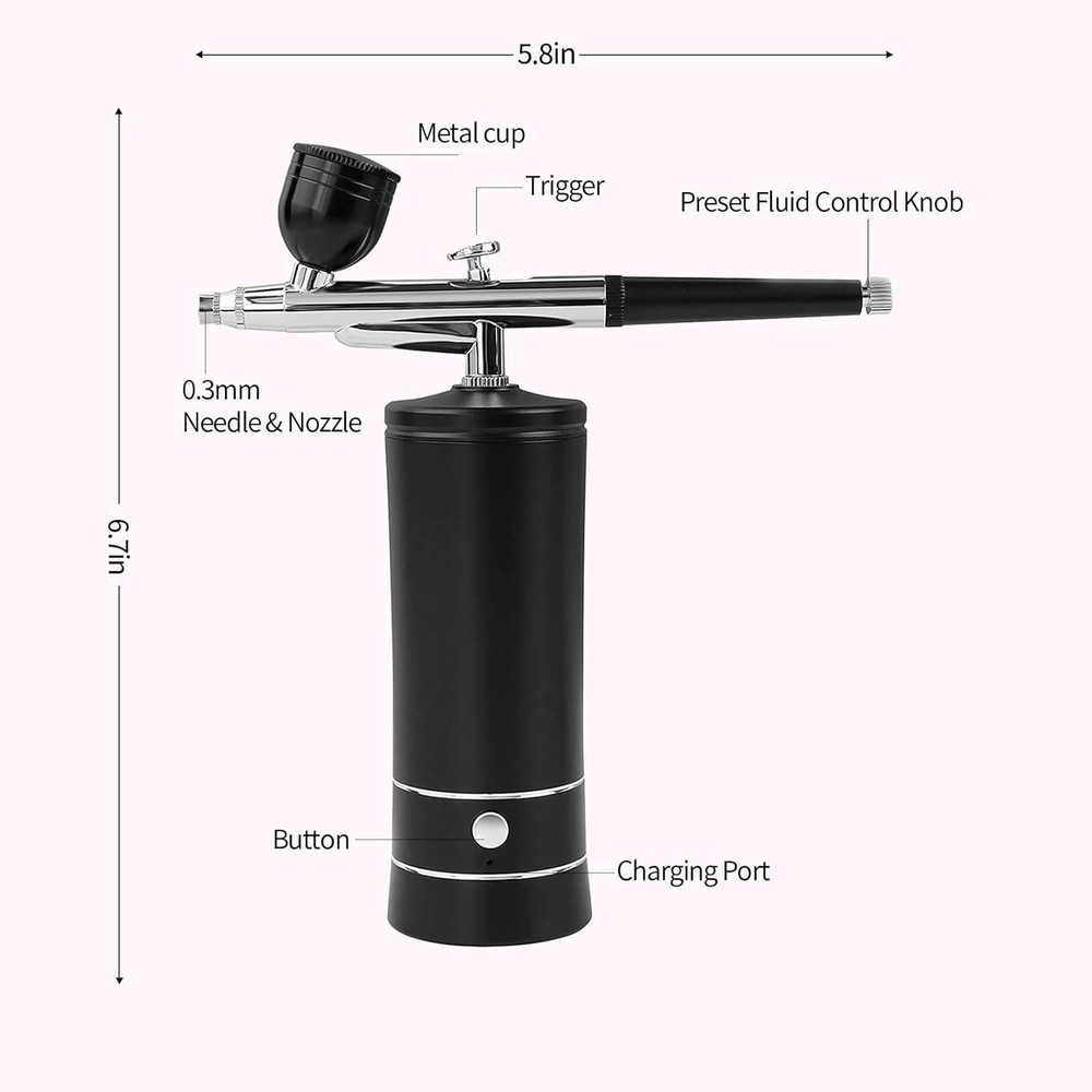 Rechargeable Wireless Airbrush with Compressor - Ideal for Delicate Detailing