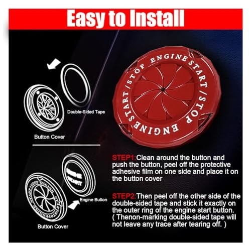 Car Push Start Stop Button Protector, Rotary Ignition Cover - Classic - Red
