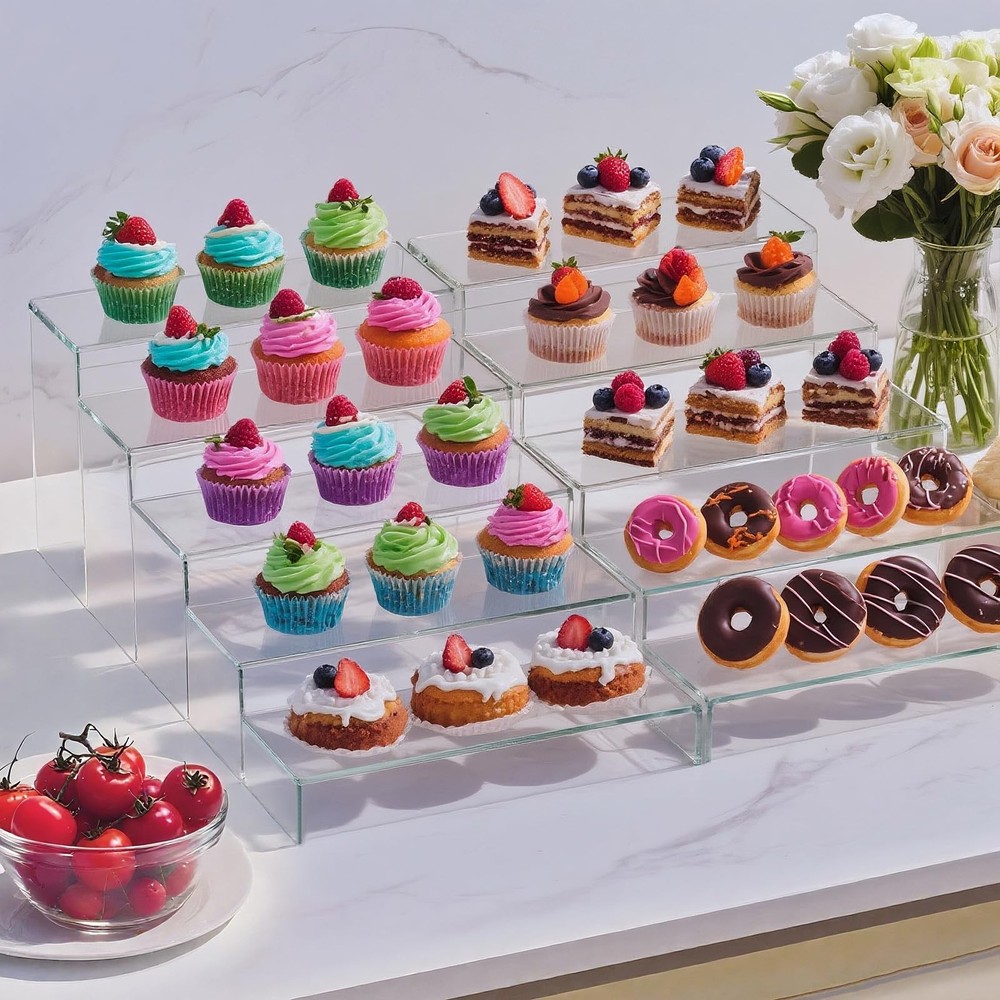 OVNTHYK Acrylic Risers 10 Pcs 2 Sets – Large Display Risers, Clear Perfume Or...