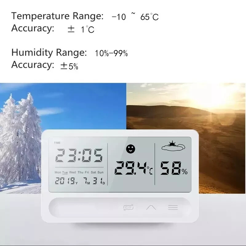 Multi-Function Digital Indoor Hygrometer Thermometer with Date/Time/Alarm/Clock